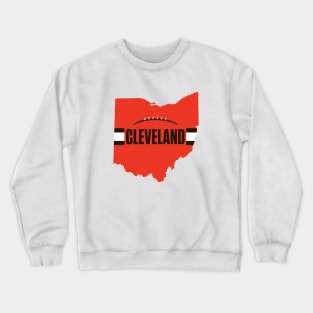Cleveland Football Ohio Outline Orange Crewneck Sweatshirt